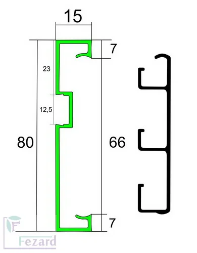 Алюминиевый плинтус Fezard Кабельный ALP-G80-LF Алюминий 80*15*2500 мм в Томске